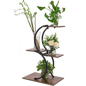 Plantenhouder voor binnen - 4 niveau's, metaal, ruimtebesparend ontwerp voor bloempotten