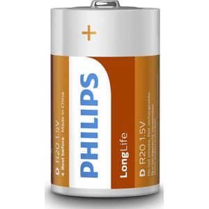 Philips R20L2B - D batterij - 2 stuks