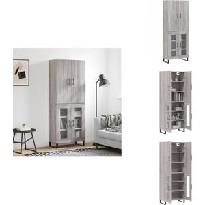 vidaXL Hoge Kast - Hoge Kasten - Dressoir - Buffetkast - Hoge kast 69,5x34x180 cm bewerkt hout grijs sonoma eikenkleurig