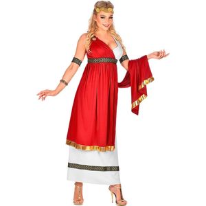 Widmann - Griekse & Romeinse Oudheid Kostuum - Romeinse Keizerin Cornelia Cunicula - Vrouw - Rood, Wit / Beige - Large - Carnavalskleding - Verkleedkleding