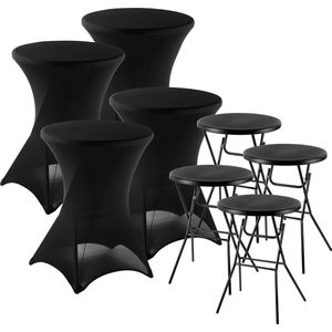Bardi Stretch Statafelhoes - Statafelrok 4 Stuks - 80 x 110 cm. Zwart