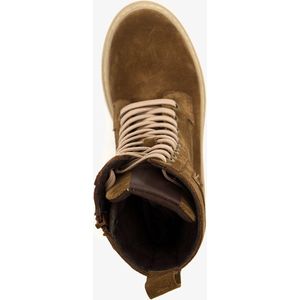 Groot suède meisjes veterboots bruin/beige - Maat 34 - Echt leer