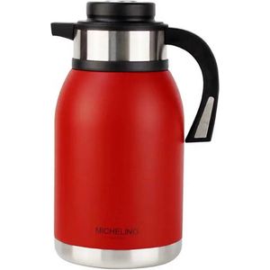 Michelino 54540 - Thermosfles 2 liter - dubbelwandig - drankendispenser - geïsoleerde kan - koffie thee theepot - Nora Rood