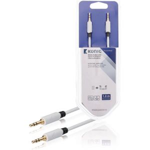 Stereo audiokabel 3,5 mm male - male 1,00 m wit