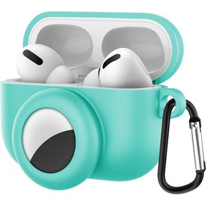 Jumada - Siliconen Beschermhoesje: Geschikt voor AirPods Pro & AirTag - 2-in-1 - Mint Groen