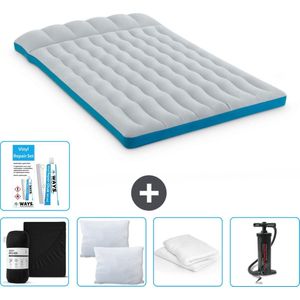 Intex Campingmat - 2-Persoons - 127 x 193 x 24 cm - Blauw - Inclusief Hoeslaken - Kussen - Pomp - Reparatieset en Kussenbeschermer