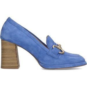 Manfield - Dames - Blauwe suède loafer pumps - Maat 40