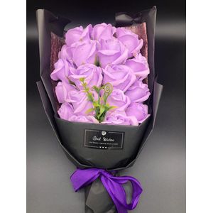 Zeep Rozen Bouquet PAARS 30CM | Flower Bouquet | Rozen |Zeeprozen | Bloemen| Decoratie |Geschenk |Valentijnsdag |Moederdag |Bruiloft | Cadeau |Vrouw cadeau | Giftbox | Verjaardagscadeau | Surprise | Verwen | Cadeau | Kerst