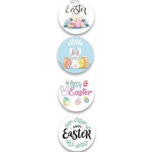Paas Sticker - Sluitsticker - 4 assorti - Sluitzegel Pasen - Happy Easter - Paaseieren - Eitjes - Ei - Konijn | Kaart - Envelop | Fijne Paasdagen - Paasfeest | Kids - Kind | Envelop stickers | Cadeau - Gift - Cadeauzakje - Traktatie | Chique inpakken