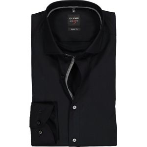 OLYMP Level 5 body fit overhemd - zwart (contrast) - Strijkvriendelijk - Boordmaat: 45