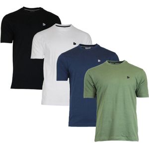 4-Pack Donnay - T-shirt (Vince) - Sportshirt - Heren - Black/White/Navy/Army green (608) - maat XL