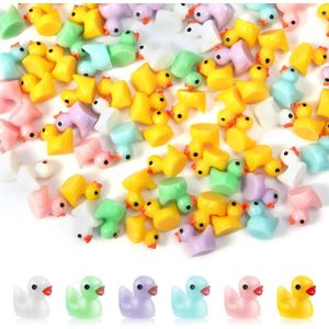 120st Mini Resin Ducks - Mini Resin Figure Ducks for Craft Home Prank Game - Poppenhuis School Project Landschap Aquarium - 6 Kleuren .