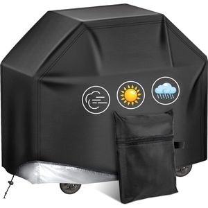 Grill Cover UV and Tear Resistant Universal Gas Barbecue - Weatherproof Outdoor Kitchen - 145 x 61 x 117 cm - Black