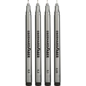 Eberhard Faber fineliners - zwart - 4 stuks - 0.05/0.1/0.3/0.5mm - EF-558104