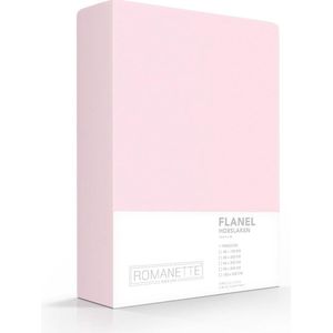 Romanette flanellen hoeslaken - Roze - 1-persoons (80x200 cm)