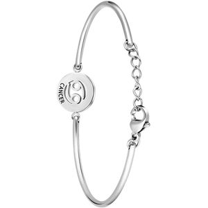 Lucardi Dames Armband met sterrenbeeld kreeft - Staal - Armband - Cadeau - 20 cm - Zilverkleurig