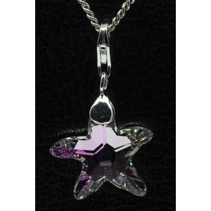 Zilveren Zeester swarovski kristal hanger én bedel
