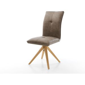 Gestoffeerde-stoel Maddy-Flex houten frame hoekig natuur microvelours taupe vintage