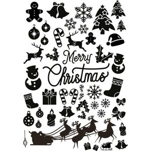 Kerst raamstickervel XL - decoratie kerst - raamsticker - Kerst (Christmas) - zwart silhouet