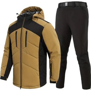 Skipak - SkiBroek - Skijas - Ski Suit - Wintersport - Heren - 2-Delig - Beige - Winter - Maat XL