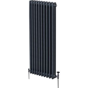 Monster Shop Traditionele Stijl 3 Kolom Verticale Radiatoren 1800 x 472mm - Hoogwaardig Carbon Staal - Hoge BTU Warmte Output - Inclusief Bevestigingskit & Borstel - 15 Jaar Garantie - Antracietgrijs