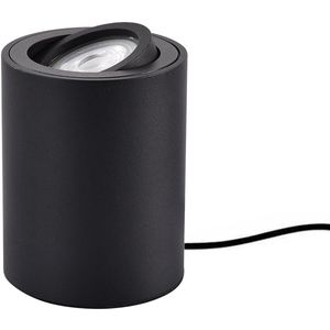 Tafellamp Fury rond Ø 8 cm – Kleine richtbare tafellamp – Zwarte tafellamp - Excl. GU10 lamp – Lamp voor achter de plant – Lamp voor op de grond – Lamp voor op de kast – Lamp voor op de tafel – Richtbare tafellamp - zwart