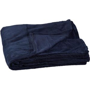 Knuffelfleece deken extra groot van polyester, fleece, wasbaar op 30 °C, h x b x d: 1 x 200 x 220 cm, donkerblauw