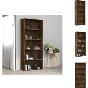 vidaXL Boekenkast Luxe - Gerookt Eiken - 80 x 30 x 189 cm - Kast