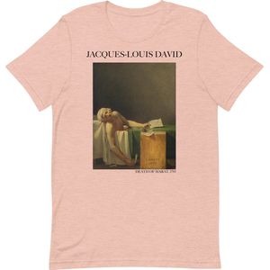 Caspar David Friedrich 'De Wandelaar boven de Nevelzee' (""Wanderer Above the Sea of Fog"") Beroemd Schilderij T-Shirt | Unisex Klassiek Kunst T-shirt | Heather Prism Peach | 2XL