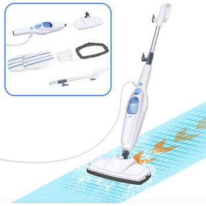 J&R Stoom dweil - Stoomreiniger - Stoommop - Stoom apparaat - Dweil - Handstomer - Afneembare handheld - 10in1 - 1500W - Wit