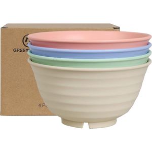 Set van 4 grote kommen van gezond PP, 900 ml kom voor muesli, soep, fruit, salade, bakken, roeren, mueslikommen, soepkommen voor volwassenen, magnetron- en vaatwasmachinebestendig, kleurrijk