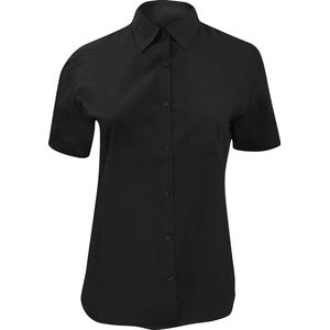 Russell Collectie Dames/Dames Korte Mouwen Poly-Katoen Easy Care Poplin Shirt (Zwart)