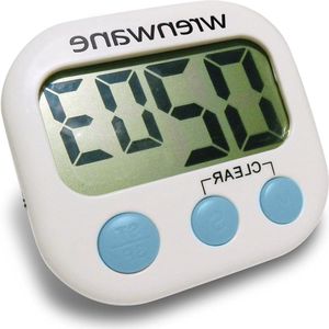 Digitale keukentimer met groot display, cijfers en luid alarm in wit