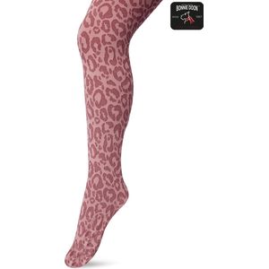 Bonnie Doon Kinder Panty met Panter Print 100 Denier maat 116-134 S Oud Roze - Uitstekend Draagcomfort - Meiden Panty - Meisjes - Kinderen - Kids - Zebraprint - Dierenprint - Gladde Naden - Perfecte Pasvorm - Mesa Rose - BP213904.280