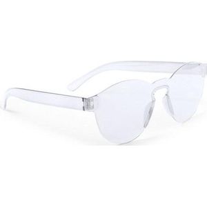 New Age Devi - Feestelijke transparante verkleed-zonnebril voor volwassenen - Partybril met doorzichtig montuur