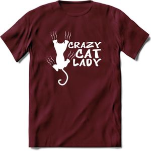 Crazy Cat Lady - Katten T-Shirt Kleding Cadeau | Dames - Heren - Unisex | Kat / Dieren shirt | Grappig Verjaardag kado | Tshirt Met Print | - Burgundy - XXL