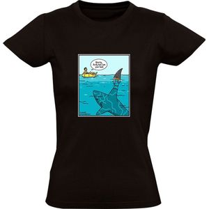 Haai houd zwemmer voor de gek Dames T-shirt - zee - oceaan - zwemmen - dieren - grappig