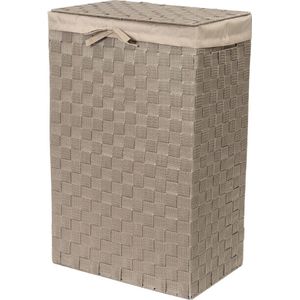 Wasmand taupe 25 x 38 x H.60 cm met deksel - Ruime wasmand voor vuile was