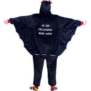 Vleermuis onesie - dieren onesie - halloween verkleedkleding - carnavalskleding - Carnaval kostuum - dames - heren – volwassenen – Ik ga helemaal bad man! - maat XS/S