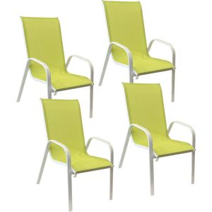 Set van 4 MARBELLA stoelen in groen textilene - wit aluminium