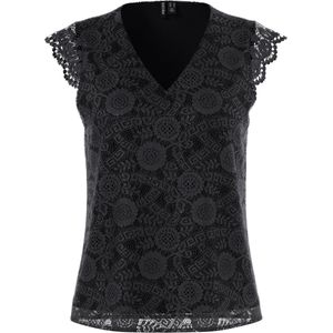 PIECES PCOLLINE SL LACE V-NECK TOP WVN NOOS Dames Tanktop - Black