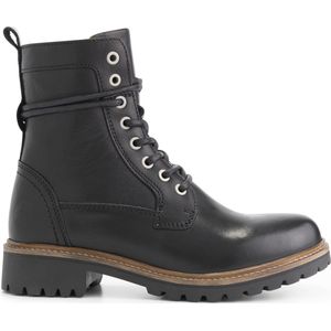 Travelin' Kvosted Dames - Leren hoge veterschoenen - Zwart leer - Maat 38