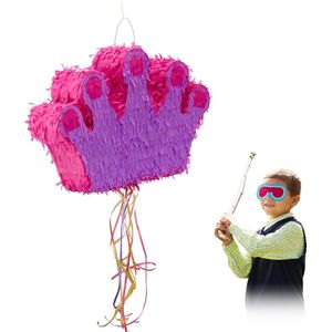 Relaxdays Pinata kroon - pinata paars - ophangen - voor kinderen - om zelf te vullen