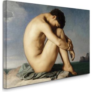 Jean-Hippolyte - Study - Young Male Nude Seated Beside the Sea - Studie - Jonge mannelijke naakt zittend naast de zee (1836) - 2:3