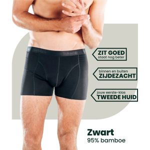 Bamboe Boxershorts | Bamboe Onderbroeken | Anti-zweet Boxershorts | Naadloze Boxershorts | 2 Paar - Zwart | Maat: M | Merk: Bamboosa