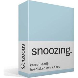 Snoozing - Katoen-satijn - Hoeslaken - Extra Hoog - Eenpersoons - 90x200 cm - Hemel