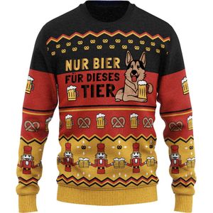 JAP Christmas Around the World Kersttrui (maat 6XL) - 100% Gerecycled - Kriebelt niet - Kerstcadeau volwassenen - Foute Kersttrui dames en heren XXXXXXL - Duitsland - Zwart/Rood/Geel