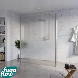 FugaFlow Eccelente Vetro Vrijstaande inloopdouche badkamer - 160x200cm - Helder geribbeld - antikalk - 8mm veiligheidsglas - 2 zijwanden 30cm - met wandarmen en hoekprofielen - Gunmetal -