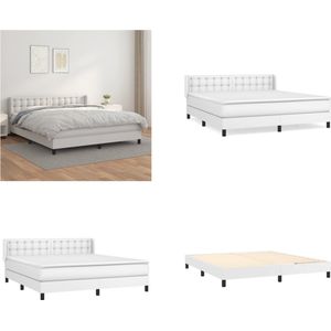 vidaXL Boxspring met matras kunstleer wit 180x200 cm - Boxspring - Boxsprings - Bed - Slaapmeubel