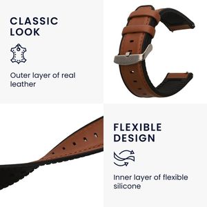 kwmobile horlogeband geschikt voor Garmin Forerunner 55 -Armband voor fitnesstracker van leer in bruin / zwart